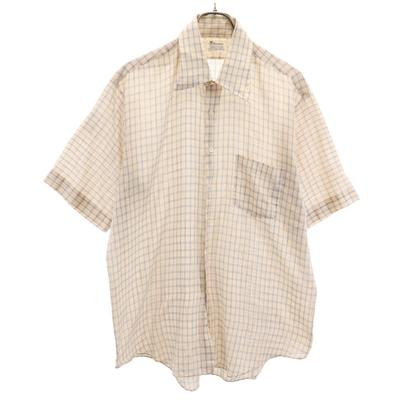 Camisa vintage xadrez de manga curta com silhueta box anos 70 80 161/2 Masculina Usada