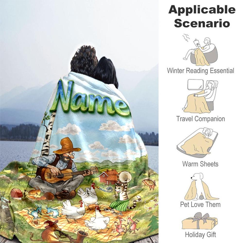 Custom Name Country Music Animal Picnic Flannel Blanket Super Soft Warm Cozy Blanket For Sofa Bed Office Travel Allseason Home Decor Gift
