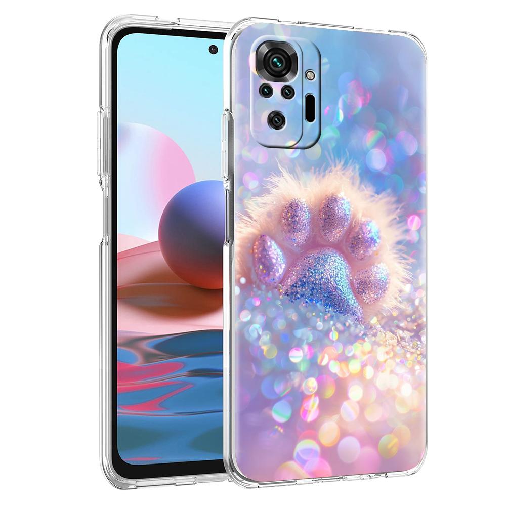 

Прозрачный чехол для телефона для Redmi 14C 13C 10C 10 9 Note 13 12 11 K50 K40 Plus Pro 4G 5G Мягкий ТПУ Эстетичный узор с отпечатками лап собаки for Redmi 14C