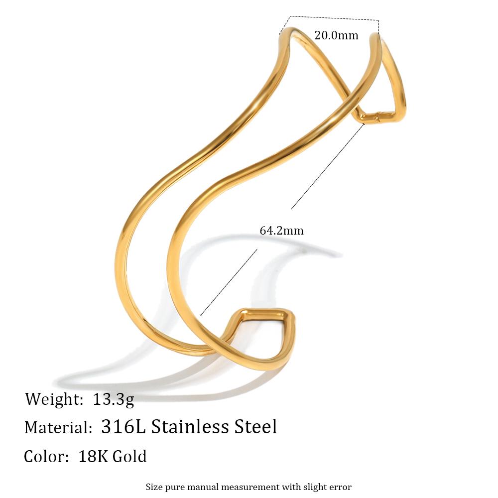 MamacitaSlay 316L Stainless Steel Wave Shaped Cuff Bracelet 18K Gold Plated Waterproof Wrist Jewelry Women's Creative Bracelet