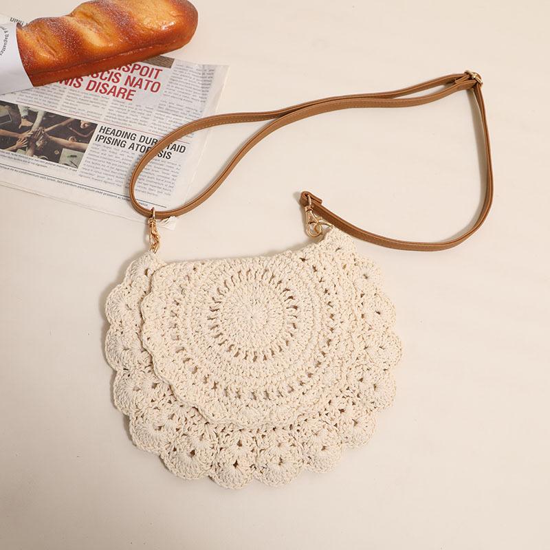 

Cott Woven Women s Crossbody Bag Retro Hollow Out Ladies Straw Shoulder Bag Summer Vacati Female Beach Handbags Phe Pouch бежевий