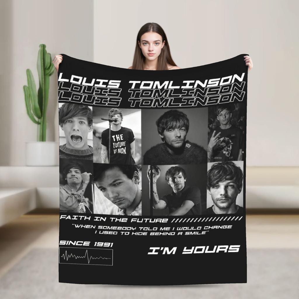 Louis Tomlinsons Singer Blanket Flannel Funny Soft Throw Blankets for Coverlet Winter