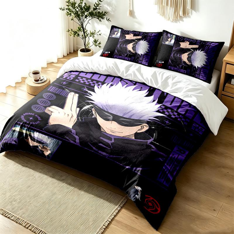 Jujutsu Kaisen 3pc Duvet Cover Set Simple Modern Bedding Set Wrinkle Resistant Soft Fabric All Season Use a perfect gift