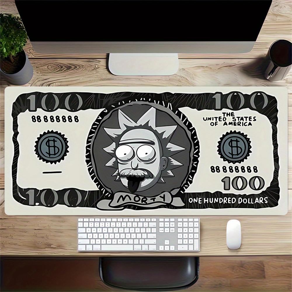 1pc Large Gaming Mouse Pad, UV Reactive Non-Slip Desk Mat, Washable PolyesterMorty, Dollars, CartoonComputer Pad with Vibrant Game Machine P