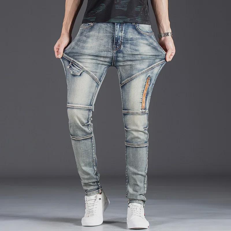 Herren Slim Fit Splicing Jeans: Neue stylische, schlichte und vielseitige Hosen.