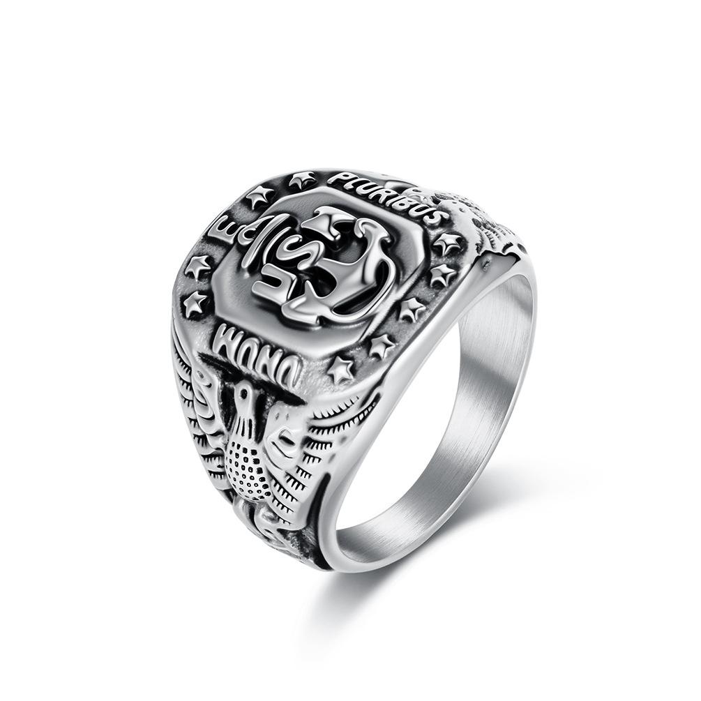 Men s U.S. Navy Anchor Bald Eagle Stainless Steel Ring Retro Vintage Eagle Ring New 9