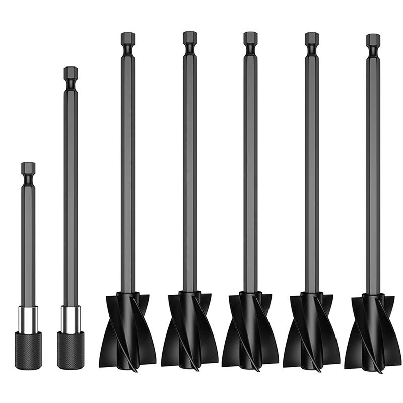 5Pcs Resin Mixer Paddles With 2 Extension Rods, Epoxy Mixer Attachment For Powerful Mixing Paint Stirrer Drill Attachment чёрный