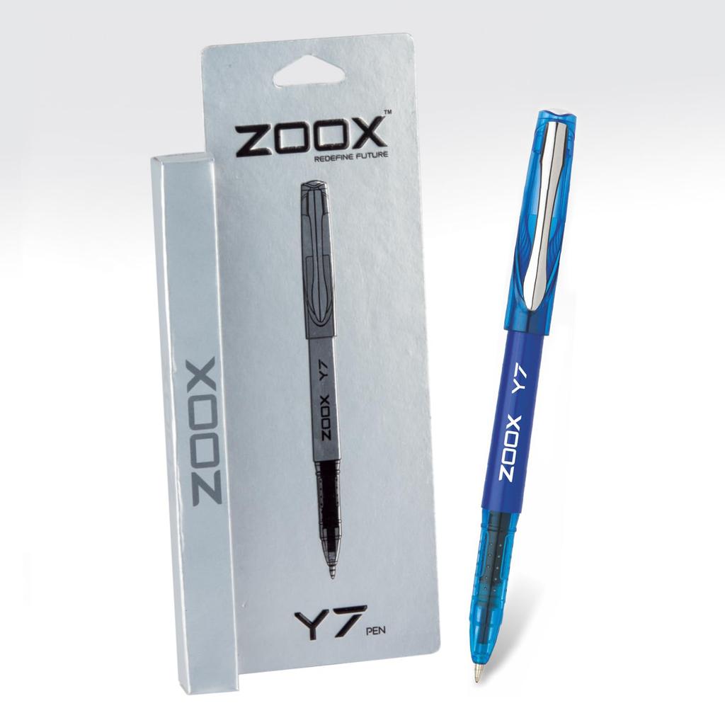 Flair Zoox Y7 Ball Pen Blue Ink 5 Pcs Smooth Writing Jumbo Refill Comfortable Grip For Office School Use