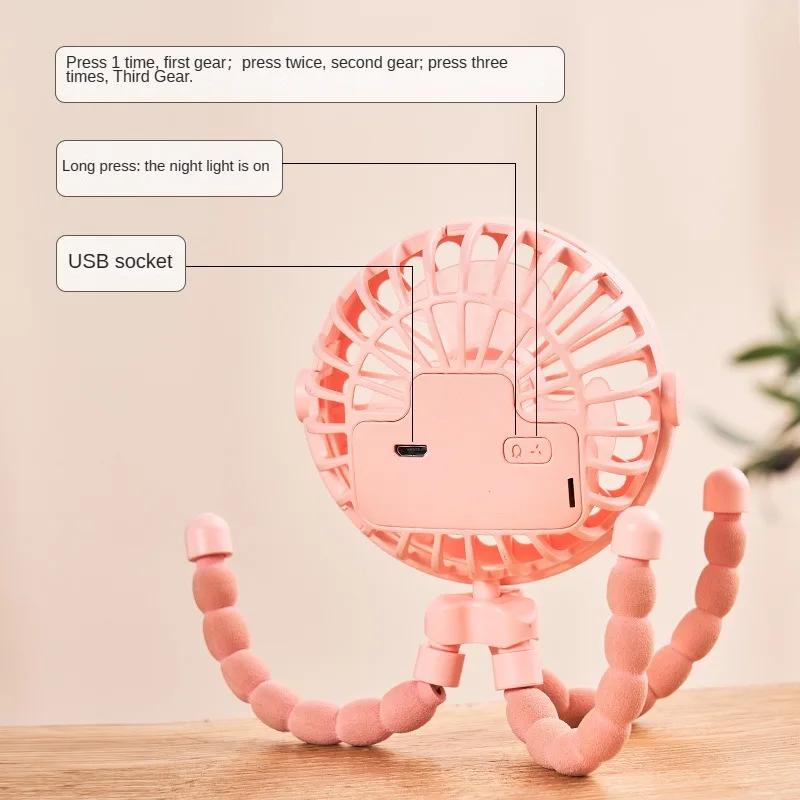 500mAh USB 3 Speeds Fan for Cart Stroller Fans Portable Outdoor Fan Clip On for Baby Rechargeable Handheld Electric Fan for Home