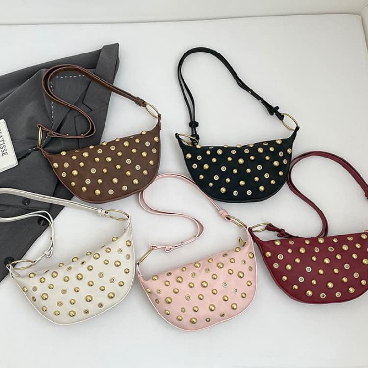 Rivet crescent bag women's metal decoration underarm bag