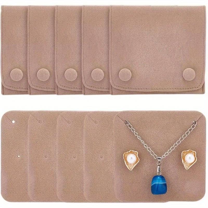 Women Velvet Jewelry Pouch with Snap Button Closure Multi-Compartment Organizer for Necklaces, Earrings, Rings, Soft Fabric Storage Bag Jewelry Pouch