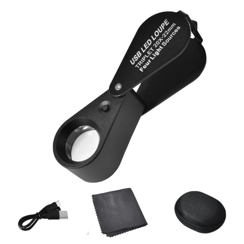 10X 20X 30X Magnification Mini Foldings Jewelers Eye Loupes with 21mm Lens for Jewelry Gem Coin Stamps Watches