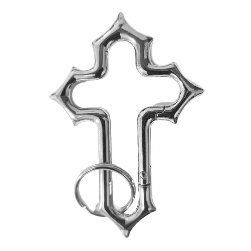

Zinc Alloy Crossed Keychain Featuring Quick Install Spring Clip Crucifix Keyring for Hiking Travel Everyday Use 1
