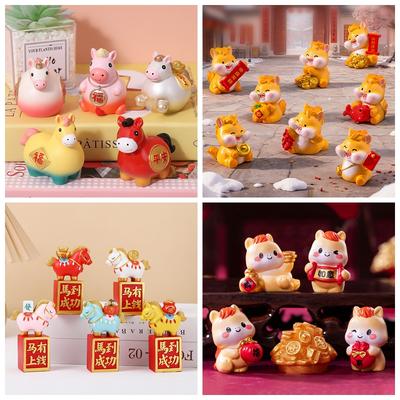 New Year Ornament Spring Festival Desk Accessories Zodiac Horse Sculpture Chinese New Year Party Gift Home Decoration