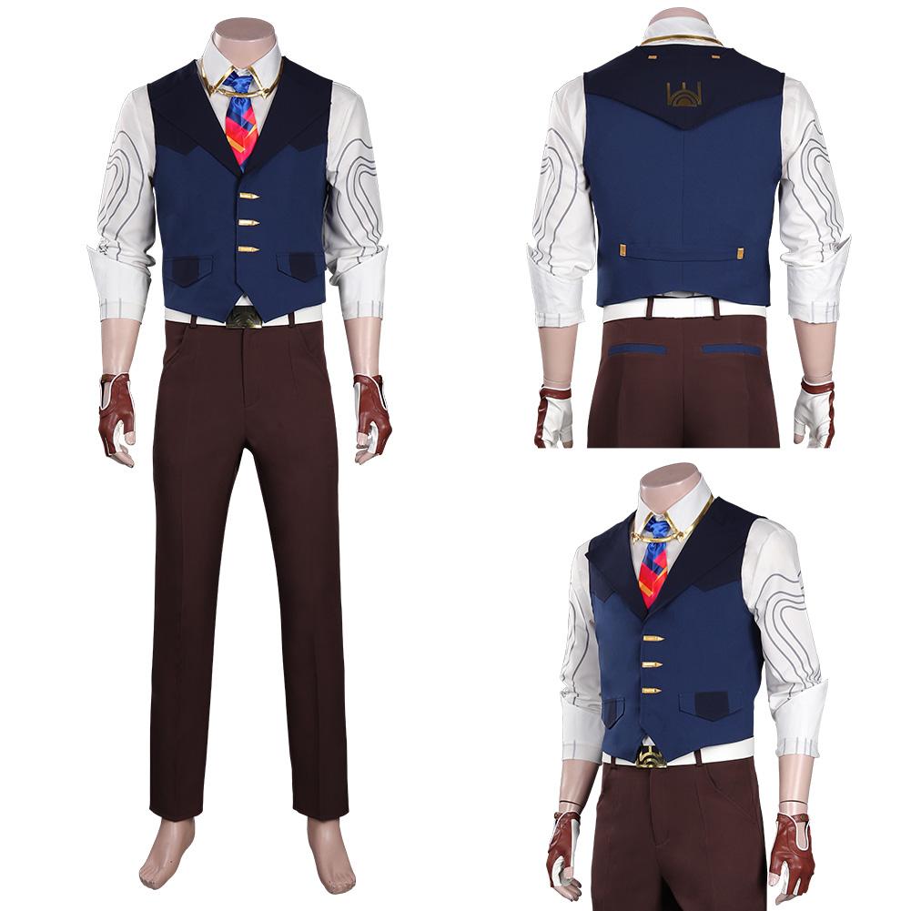 Kostium Cosplay do Gry Valorant Chamber Kamizelka Spodnie Krawat Rękawiczki Stroje Męskie Damskie Na Halloween Karnawał Garnitur