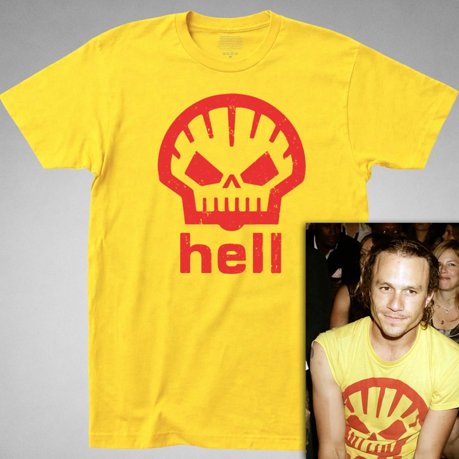HELL T-SHIRT Heath Ledger shell gas station parody funny y2k joker dark knight S
