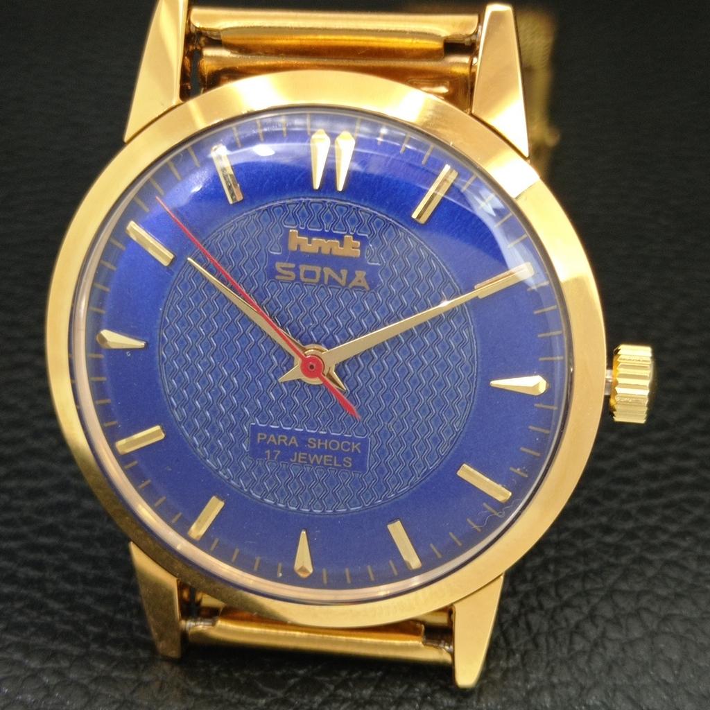 OROLOGIO DA UOMO INDIANO VINTAGE HMT SONA A CARICA MANUALE QUADRANTE BLU a443367-1