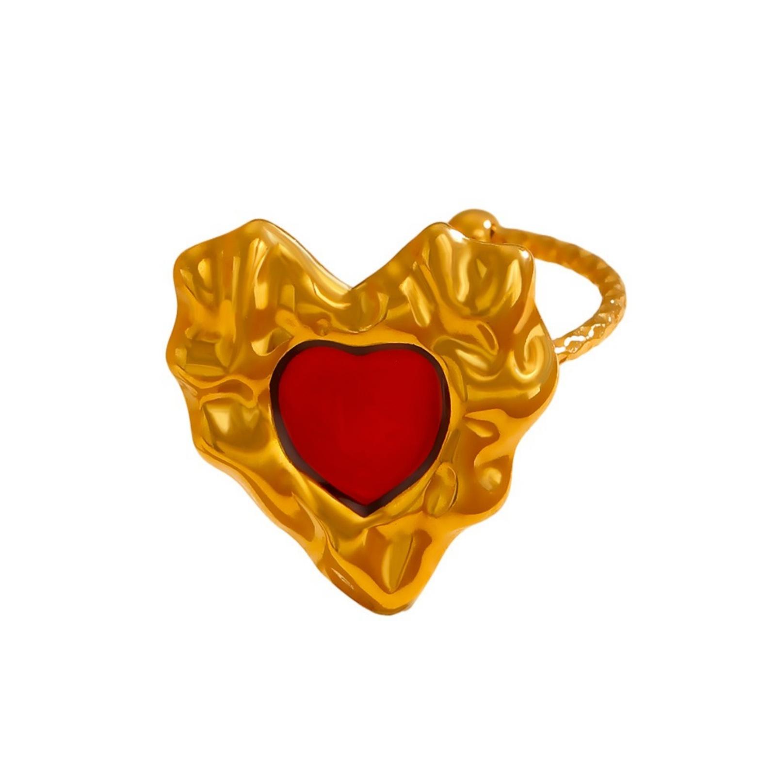 

Stylish Valentine s Day 18K Gold Plated 304 Stainless Steel Open Adjustable Heart Rings For Women Gift 16.9mm(US Size 6.5) size 6.5