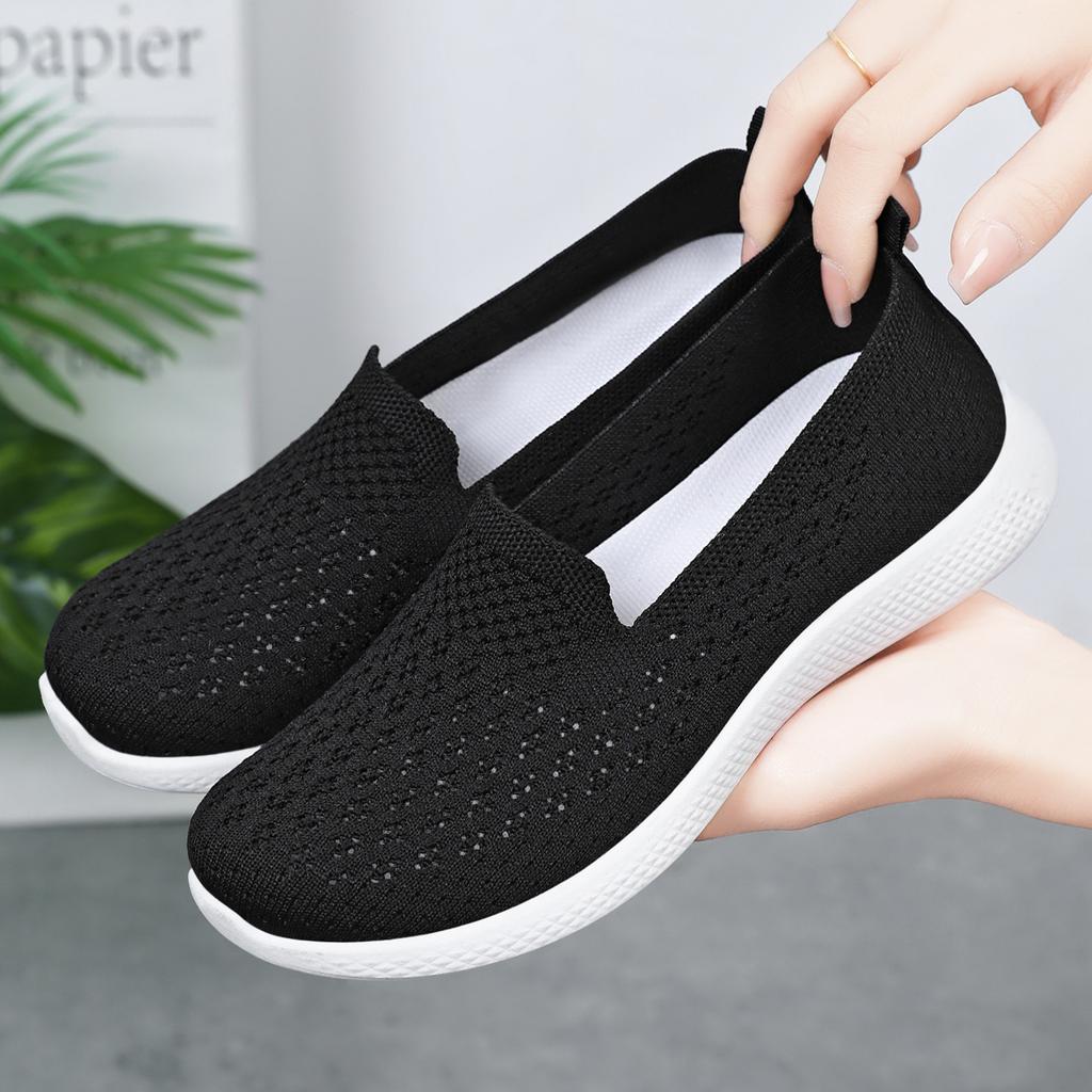 Shoes women's casual new soft-soled lightweight medium casual fly-woven breathable casual shoes women's shoes