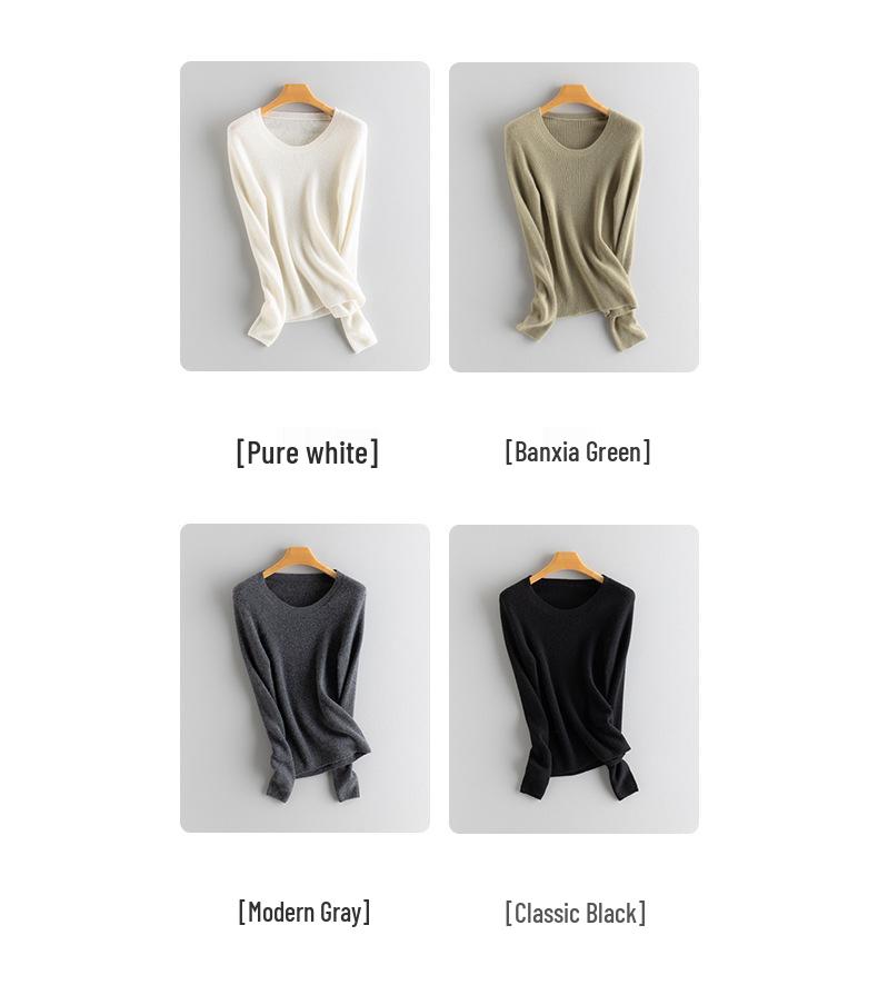 2025 Autumn/Winter 100% Cashmere Slim-fit Ribbed U-neck Striped Base Layer Knitwear