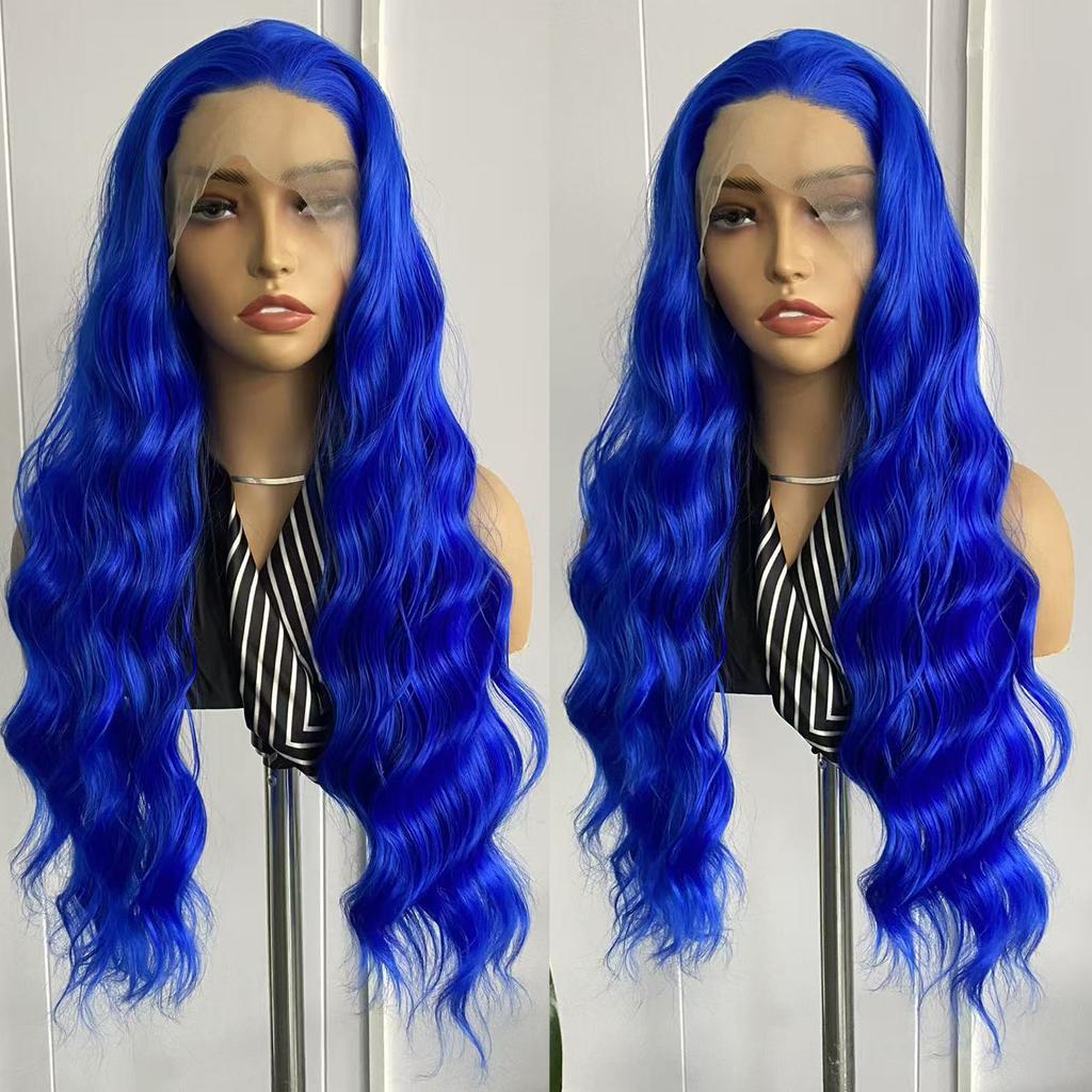 AIMEYA Platinum Blonde Lace Front Wig for Women Girls Long Body Wave Heat Resistant Synthetic Lace Wigs Daily Use Cosplay Party