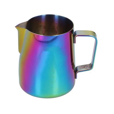 380ml Stainless Steel Milk Frothing Cup Glossy Colorful Pointed Mouth Coffee Milk Frothing Cup for Home Coffee Shop