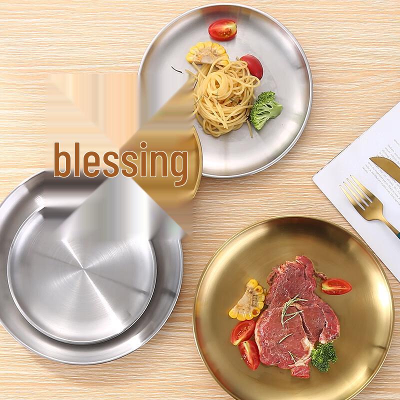 ZISIZ Gold Stainless Steel Dinner Plates (10-Pack)