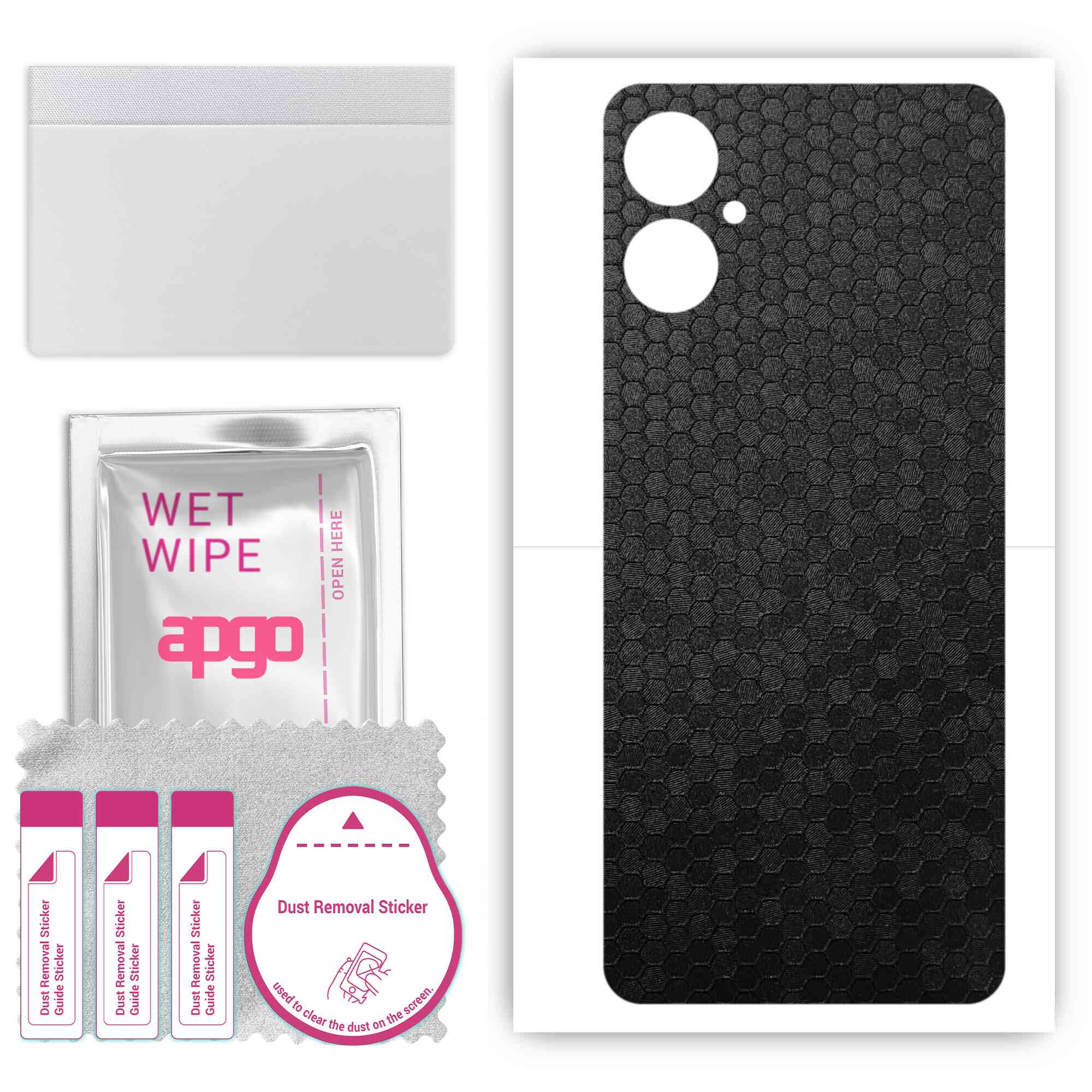 

Apgo Protective Skin Sticker для задньої частини, сумісний із Tecno Spark 9 Pro Sport, Wrap Film, Foil, Vinyl - Pattern Black Honeycomb