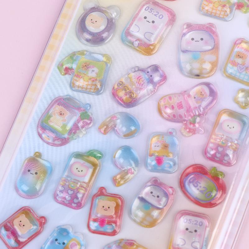 2/4Pcs Cute 3D Embossed Stickers For Scrapbooking Craft Supplies Diy Phone Case Decoration