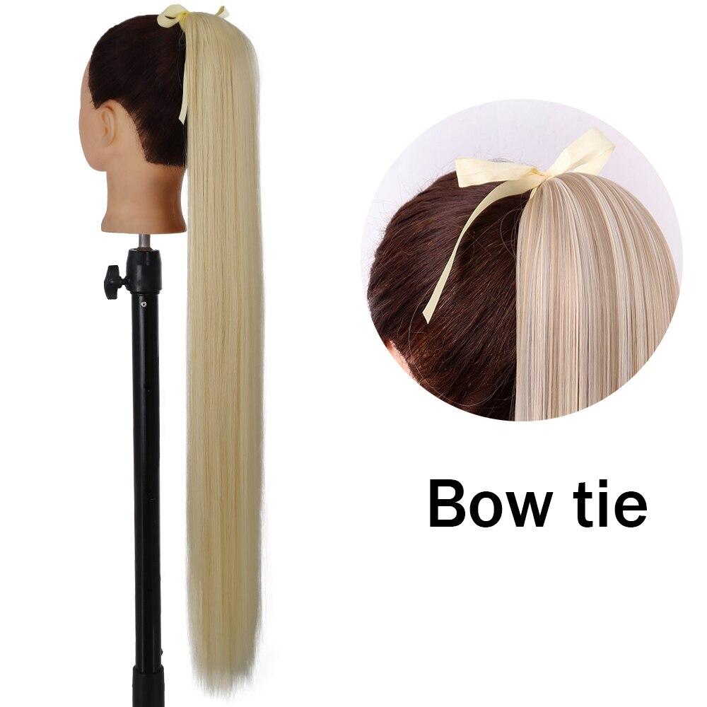 

XINRAN женский супер длинный прямой парик с хвостиком, красочный галстук-бабочка на липучке, конский хвост, наращивание волос, синтетический термостойкий конский хвост 22inches