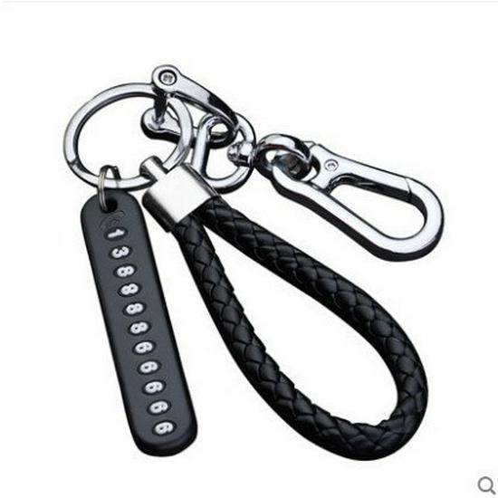 Keychain Anti-Lost Braided Rope with Number Plate for Car Keys and Mobile Phone