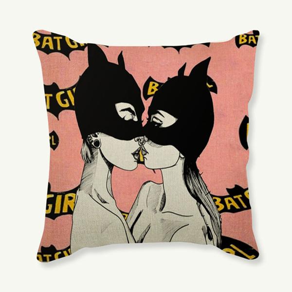 Poster Color Illustration Comic Pillow Cover Pop Art Cushion Cover Sexy Girl Buttocks Itch Ass Itch Vintage Painting Decoration