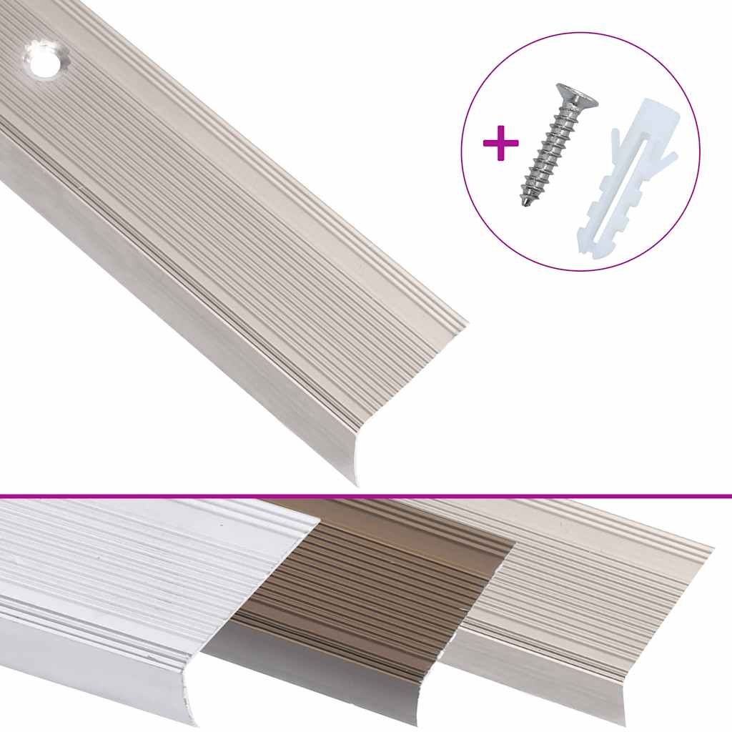 Listwy Schodowe W Kształcie Litery L 5 Szt. Aluminium 90 Cm