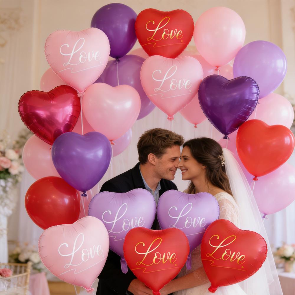Ins Style 18inch Love Hearts, Aluminum Foil Balloons, Very Suitable for Valentine's Day, Birthday Parties, Engagement Weddings, Confession of Love