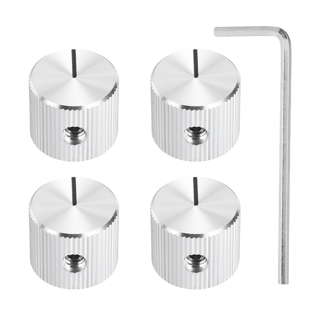 uxcell Aluminum Potentiometer Inner Diameter x Outer Diameter x Universal Control Knobs for Straight Line Silver 4-Pack Knobs, 1/4-inch (6mm) 5/8-inch