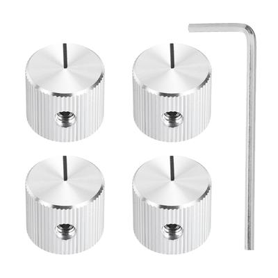 Uxcell Aluminum Potentiometer Inner Diameter X Outer Diameter X Universal Control Knobs for Straight Line Silver 4-Pack Knobs, 1/4-inch (6mm) 5/8-inch