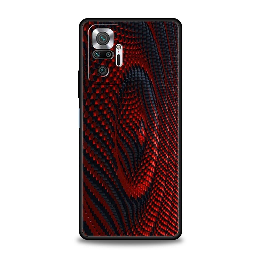Black Red Ripple Art Phone Case Cover for Redmi 14C 10C Note 15 14 13 12 10 11 K40 Pro Plus 5G Soft TPU Shockproof Shell Fundas