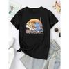 Women's Cartoon Graphic Fashion Round Neck Casual Sporty Short Sleeve T-Shirt Top