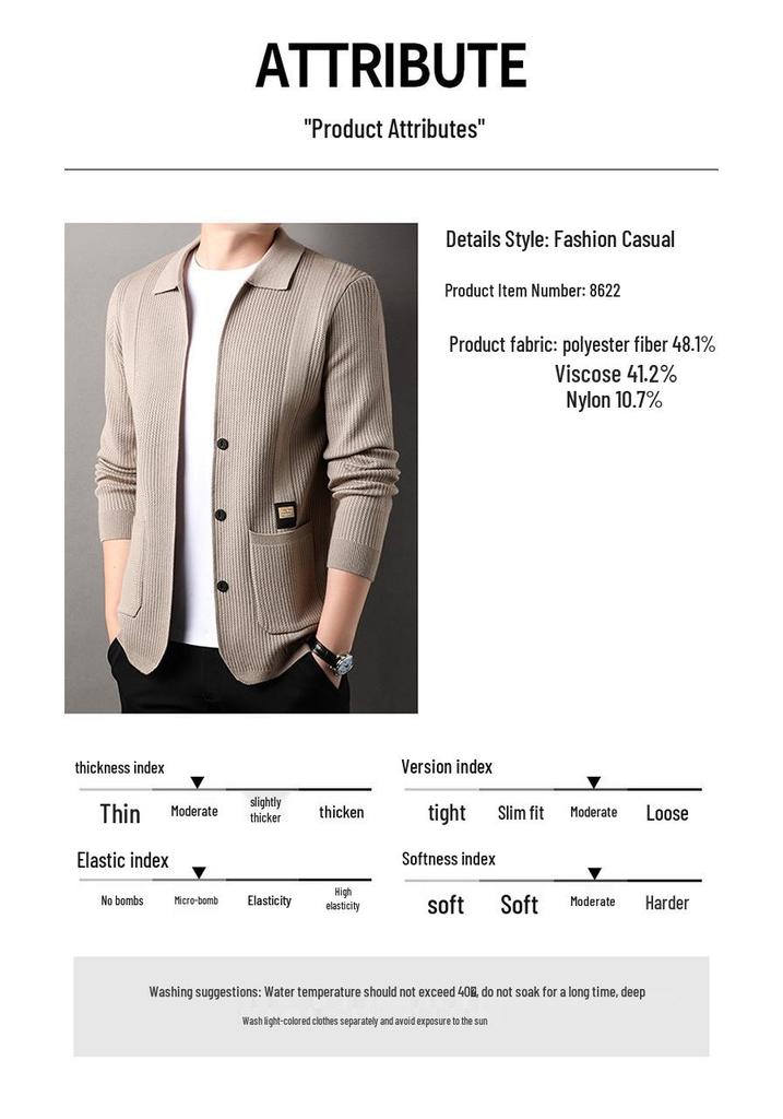 2025 Men's Spring/Autumn Knit Cardigan Sweater - Youth Fashion Jacket
