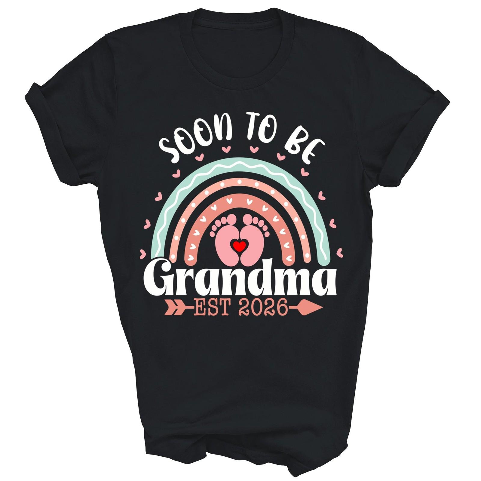 Soon To Be Grandma Est 2026 Rainbow Funny Unisex Shirt Gift L