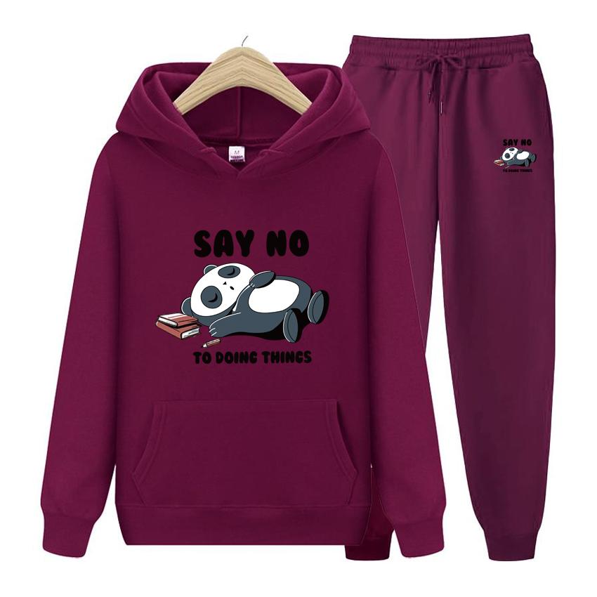 Hooded Sweatshirt Women's Hoodie Say No Men Suit Hoodie Two Pieces Set Autumn Men's Hoodie + Pants Sets
