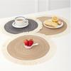 Nordic Style Dinner Placemat Tassel Woven Cup Mat Vase Pad Round Ramie Placemat  Dining Table
