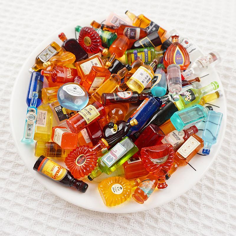 10Pcs 1:12 Dollhouse Miniature Resin Bottle Simulation Wine Bottle For Kids Toy
