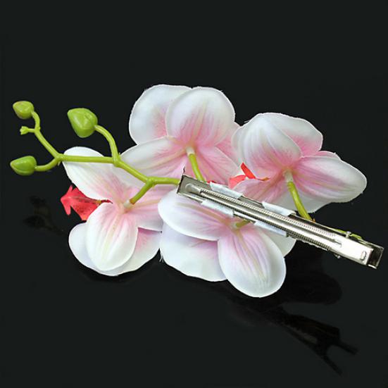 Fashion Women's Fake Phalaenopsis Flower Hair Clip Bridal Wedding Hair Accessory