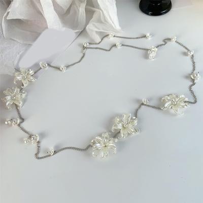 Elegant Floral Pearls Tassels Waist Chain/Necklace Body Jewelry Stylish Accessory For Dresses Parties And Casual Outfit