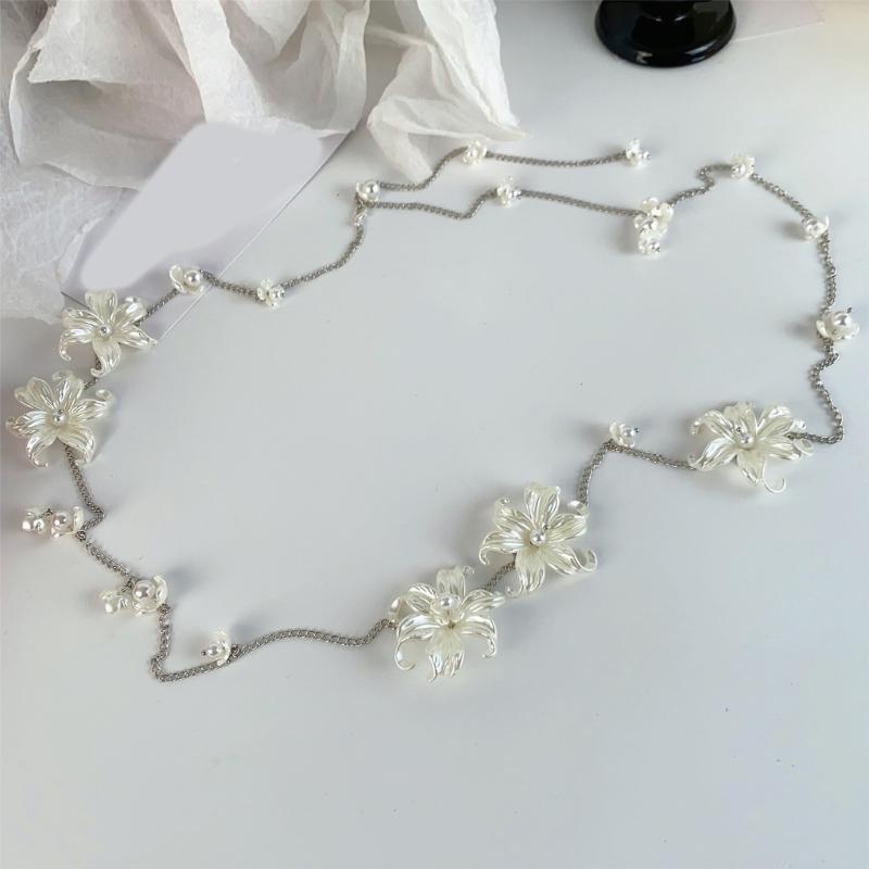 Elegant Floral Pearls Tassels Waist Chain/Necklace Body Jewelry Stylish Accessory For Dresses Parties And Casual Outfit