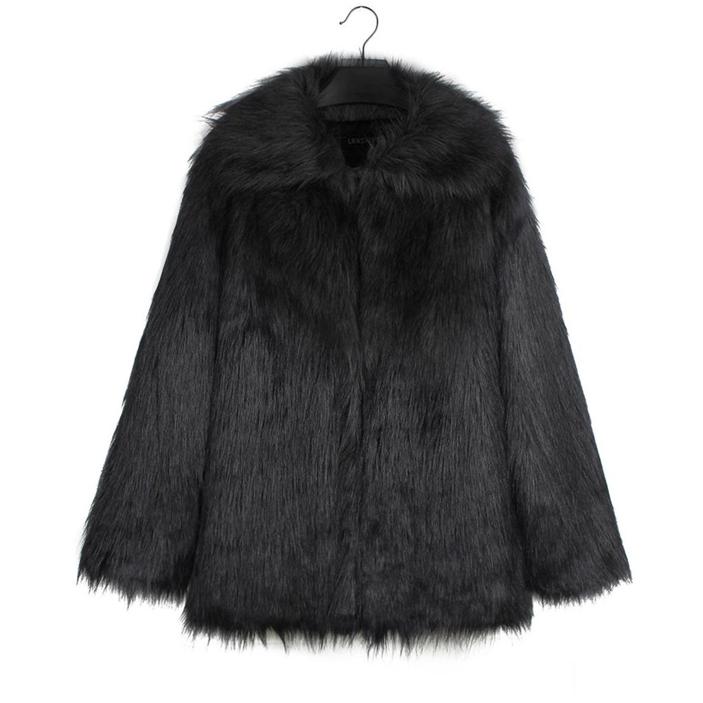 Women's Winter Fashion Casual Lapel Plush Mid-length Coat