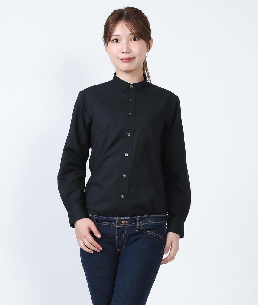 Seven Uniform GH7021-9 Black, Size Small, Long Sleeve Stand Collar Shirt, Oxford Cloth, Restaurant Uniform
