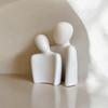 Minimalist Couple Sculpture – Abstract White Ceramic Showpiece for Tabletop, Living Room & Bedroom Décor