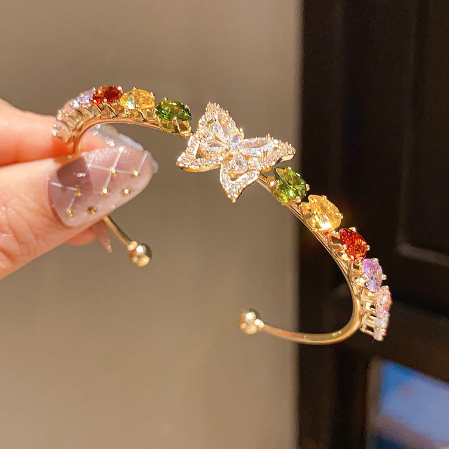 Fashion Butterfly Jewelry Bracelet With Zircon Stones For Elegant Women